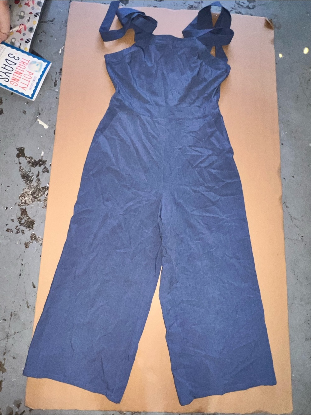BCBGeneration Navy Wide-Leg Strappy Jumpsuit
